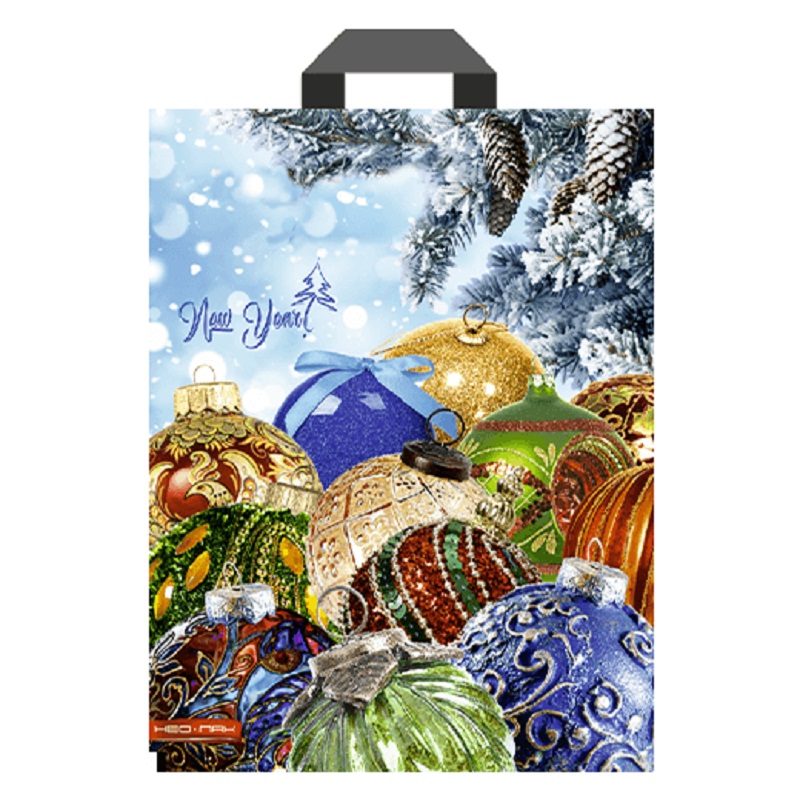 Пакет ПВД 30х40/60 мк, Праздничные шары, ручка петлевая